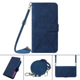 For Samsung Galaxy z Fold4 5G Embossed Leather Flip Crossbody Phone Case - 3d Design - Blue - Extra Image