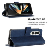 For Samsung Galaxy z Fold4 5G Embossed Leather Flip Crossbody Phone Case - 3d Design - Blue