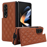 For Samsung Galaxy Z Fold4 5G Foldable Full Coverage Double Buckle Pu Phone Case - Purple - Front View