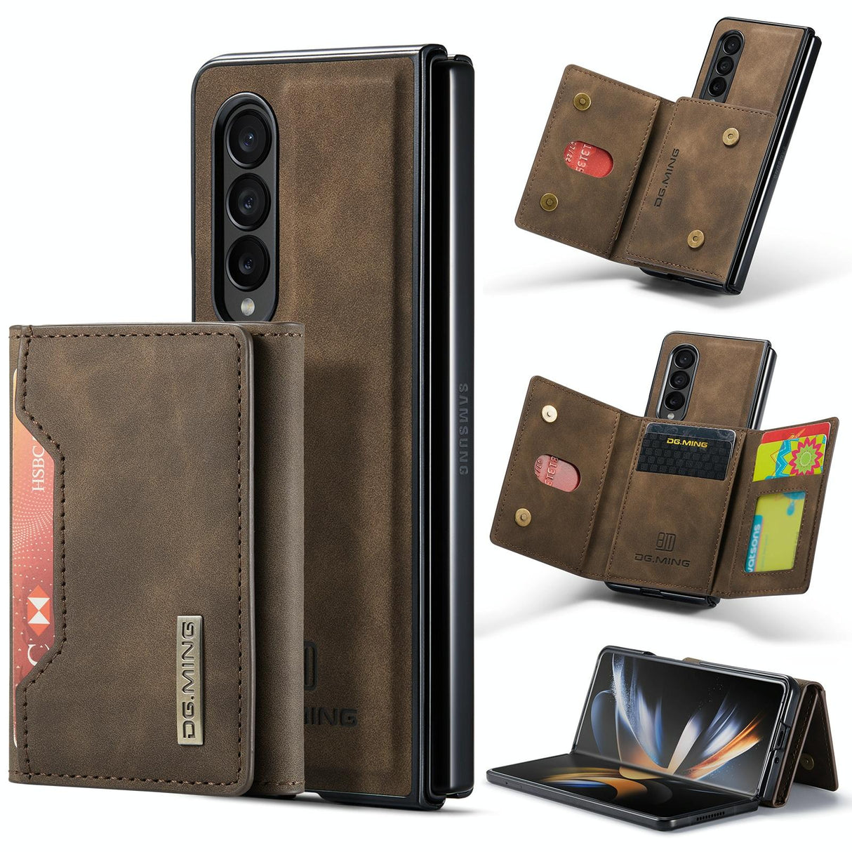 For Samsung Galaxy Z Fold4 5G Multi-Card Phone Case - Fits Dg.Ming M2 Series - Black