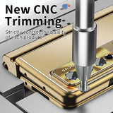 For Samsung Galaxy Z Fold4 5G Shockproof Aluminum Double Hinge Case - Black Gold - Top-Down View