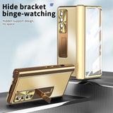 For Samsung Galaxy Z Fold4 5G Shockproof Aluminum Double Hinge Case - Black Gold - Extra Image