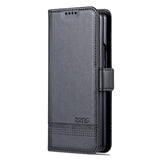 For Samsung Galaxy Z Fold4 5G Leather Magnetic Phone Case - Calf Texture - Dark Blue