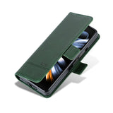 For Samsung Galaxy Z Fold4 5G Leather Magnetic Phone Case - Calf Texture - Dark Blue - Rear View