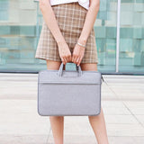 Waterproof Laptop Handbag - Large Capacity Shock-Absorbing - Fits 14.1-15.4 Inches - Deep Sky Gray - Low Angle