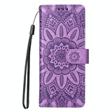For Samsung Galaxy Z Fold4 5G Sunflower Embossed Leather Phone Case - Rose Gold