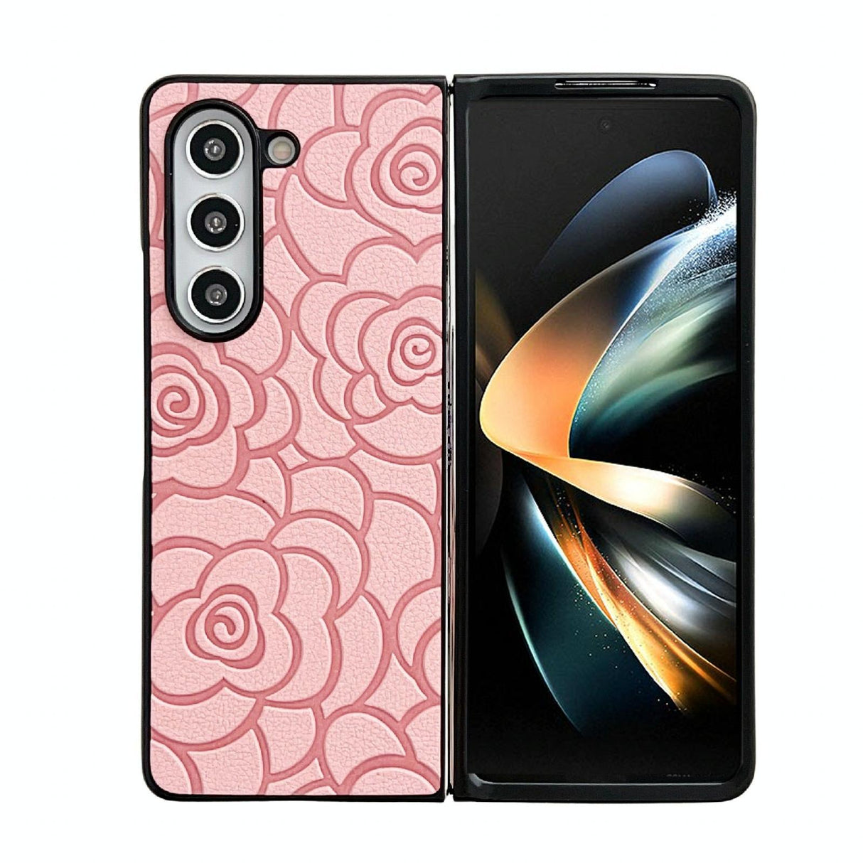 For Samsung Galaxy Z Fold4 5G Floral Print Protective Phone Case - Black