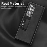 For Samsung Galaxy Z Fold4 5G Napa Texture All-In-One Phone Case - Coffee