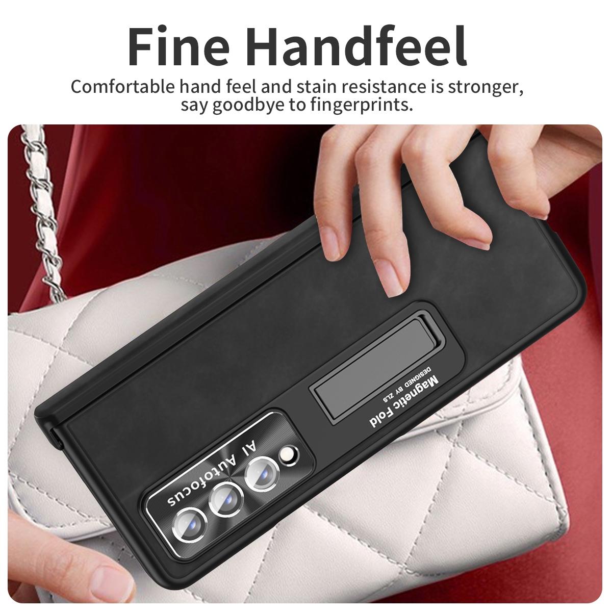 For Samsung Galaxy Z Fold4 5G Napa Texture All-In-One Phone Case - Coffee