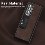 For Samsung Galaxy Z Fold4 5G Napa Texture All-In-One Phone Case - Coffee