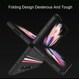 For Samsung Galaxy Z Fold4 5G Shockproof Twill Phone Case - Pc Tpu - Brown