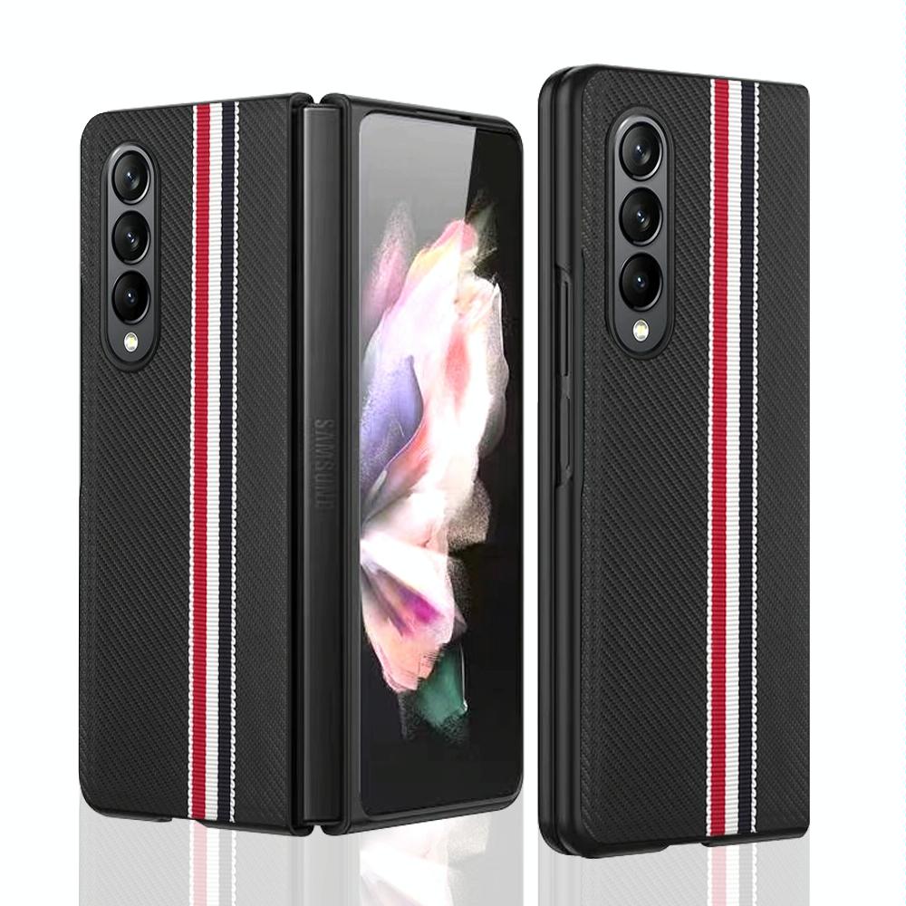 For Samsung Galaxy Z Fold4 5G Shockproof Twill Phone Case - Pc Tpu - Brown