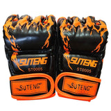 Adult Half-Finger Boxing Gloves For Training - Orange - Side View