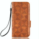 For Samsung Galaxy Z Fold4 5G Symmetrical Leather Triangle Phone Case - Brown