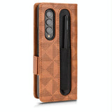 For Samsung Galaxy Z Fold4 5G Symmetrical Leather Triangle Phone Case - Brown - Top-Down View