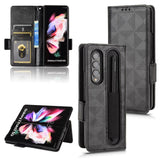For Samsung Galaxy Z Fold4 5G Symmetrical Leather Triangle Phone Case - Brown - Extra Image