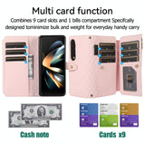 For Samsung Galaxy Z Fold4 5G Foldable Diamond Lattice Phone Case - Pink