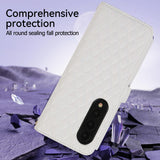 For Samsung Galaxy Z Fold4 5G Foldable Diamond Lattice Phone Case - Pink