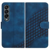For Samsung Galaxy Z Fold4 5G Embossed Elephant Head Phone Case With Lanyard - Royal Blue
