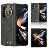 For Samsung Galaxy z Fold4 5G Leather Wristband Phone Case - Back Cover - Brown