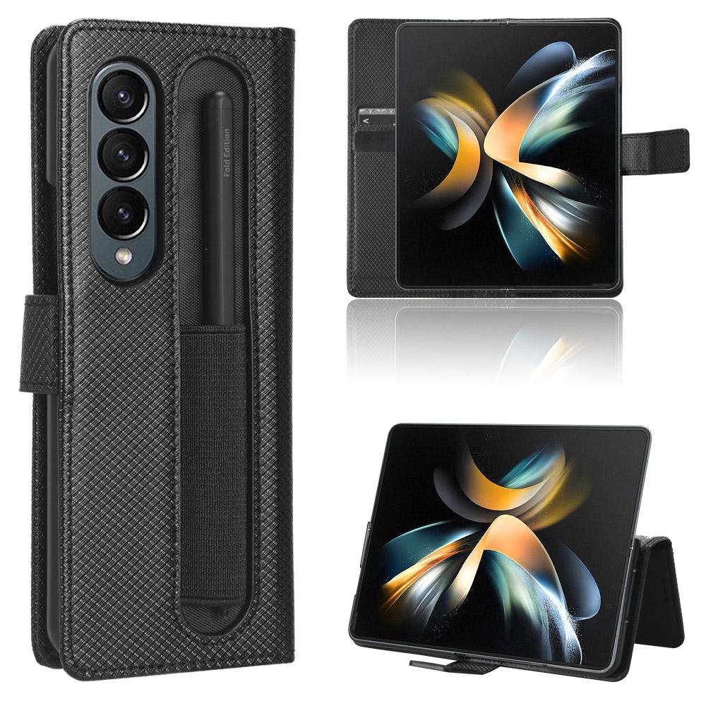 For Samsung Galaxy Z Fold4 5G Textured Leather Phone Case - Purple
