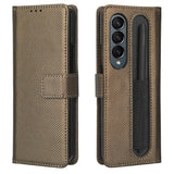 For Samsung Galaxy Z Fold4 5G Textured Leather Phone Case - Purple - Extra Image