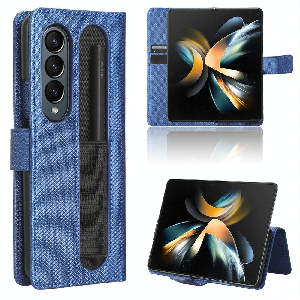 For Samsung Galaxy Z Fold4 5G Textured Leather Phone Case - Purple