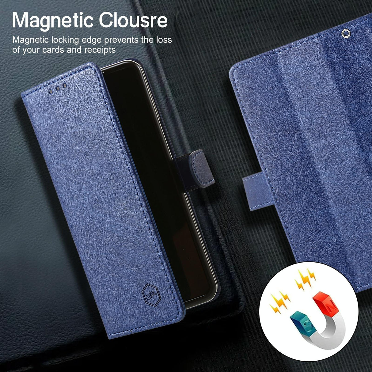 For Samsung Galaxy Z Fold4 5G Leather Texture Phone Case - Pu Tpu - Light Blue