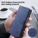 For Samsung Galaxy Z Fold4 5G Leather Texture Phone Case - Pu Tpu - Light Blue