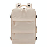 Outdoor Travel Laptop Backpack - Army Green - Pink - 45-Degree Angle