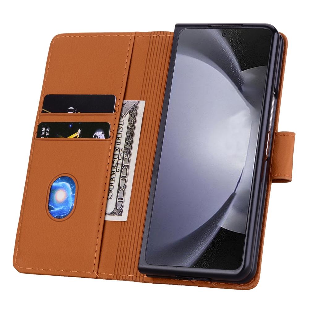 For Samsung Galaxy Z Fold4 5G Leather Phone Case With Diamond Buckle And Lanyard - Black