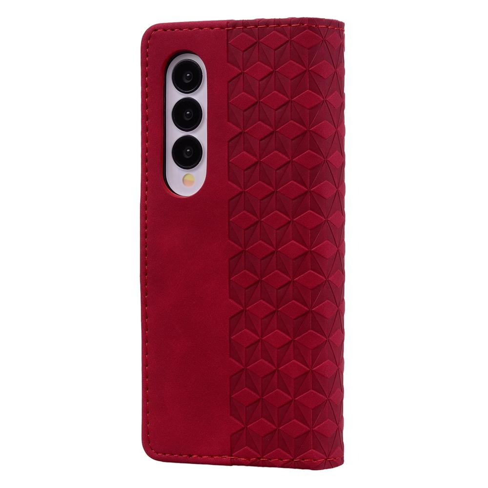 For Samsung Galaxy Z Fold4 5G Leather Phone Case With Diamond Buckle And Lanyard - Black