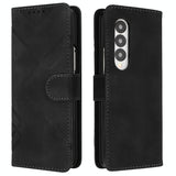 For Samsung Galaxy Z Fold4 5G Smooth Leather Phone Case - Line Pattern - Black