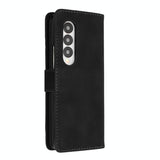For Samsung Galaxy Z Fold4 5G Smooth Leather Phone Case - Line Pattern - Black