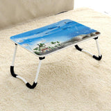 Adjustable Folding Laptop Desk - Non-slip W-shaped Legs Square Pattern Portable Cloud Design - Hcb5115E - Side View