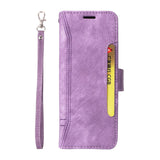For Samsung Galaxy Z Fold4 5G Leather Dual Buckle Phone Case - Purple - Front View