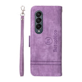 For Samsung Galaxy Z Fold4 5G Leather Dual Buckle Phone Case - Purple - Side View