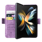 For Samsung Galaxy Z Fold4 5G Leather Dual Buckle Phone Case - Purple - Top-Down View