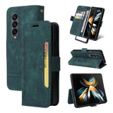 For Samsung Galaxy Z Fold4 5G Leather Dual Buckle Phone Case - Purple - Low Angle