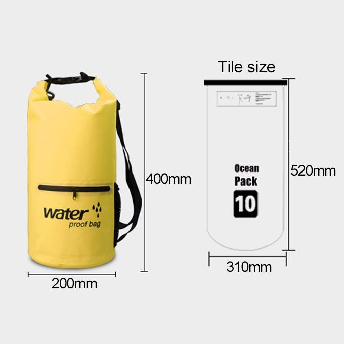 Waterproof Dual Shoulder Strap Dry Bag 10L Capacity - Orange
