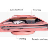 Universal 15.4 Soft Handle Laptop Bag for Macbook Samsung Sony Dell Alienware Chuwi Asus Hp - Portable & Wearable - Pink - Close-Up Angle