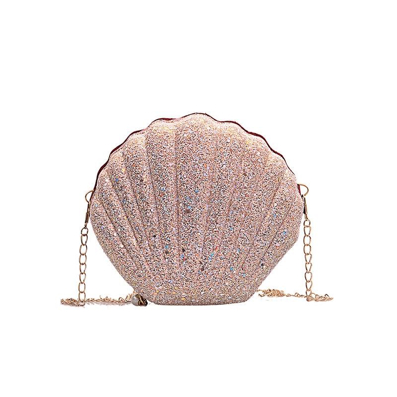 Sequined Shell Crossbody Bag Single Shoulder Fashion Accessory - Pink