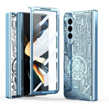 For Samsung Galaxy Z Fold4 5G Foldable Electroplated Phone Case - Mechanical Legend 4. - Blue