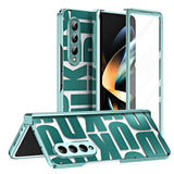 For Samsung Galaxy Z Fold4 5G Foldable Electroplated Phone Case With Hinge - Green