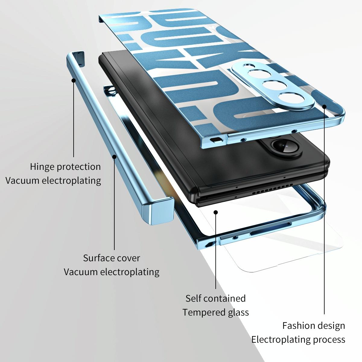 For Samsung Galaxy Z Fold4 5G Foldable Electroplated Phone Case With Hinge - Green