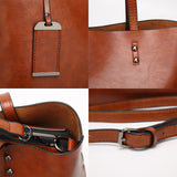 Stylish Pu Leather Women Crossbody Bag - Coffee - Close-Up Angle