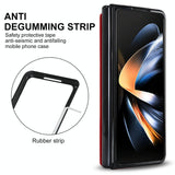 For Samsung Galaxy Z Fold4 5G Double Buckle Foldable Phone Case With Pen Slot - Brown