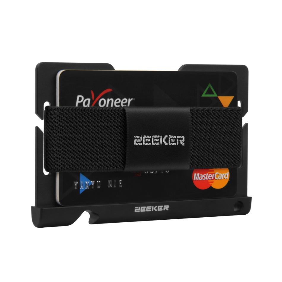 Multi Function Aluminum Card Holder For Men & Women Elastic Band Wallet - Black