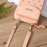 Floral Multi Card Crossbody Bag For Women - Jujube - Close-Up Angle