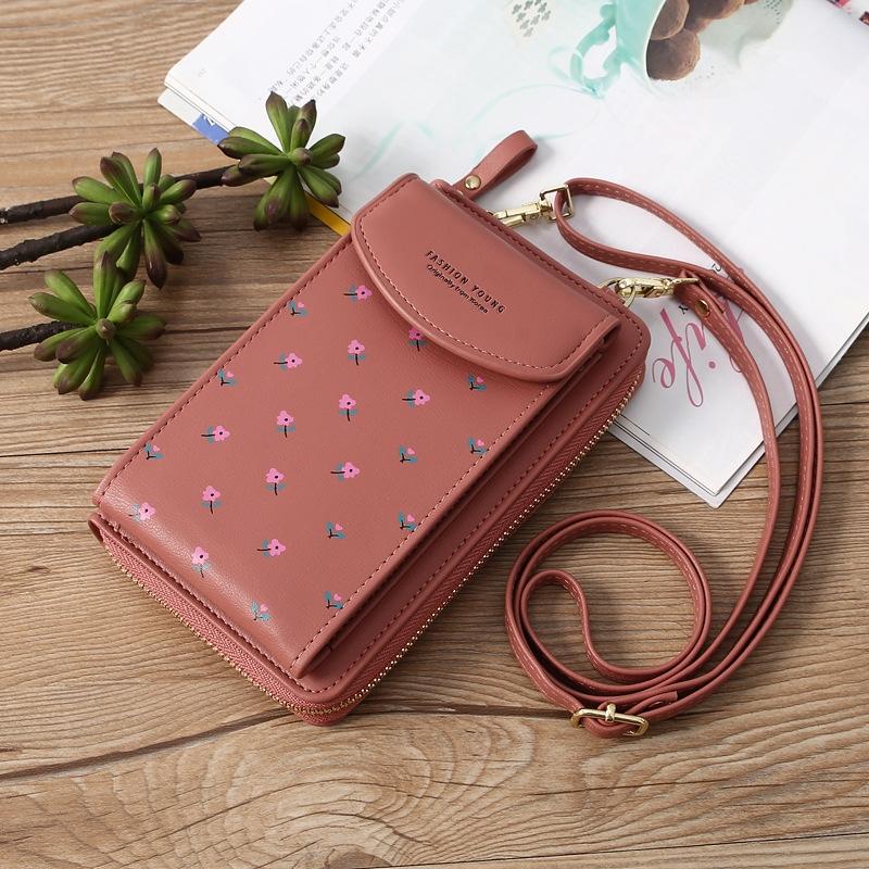 Floral Multi Card Crossbody Bag For Women - Jujube